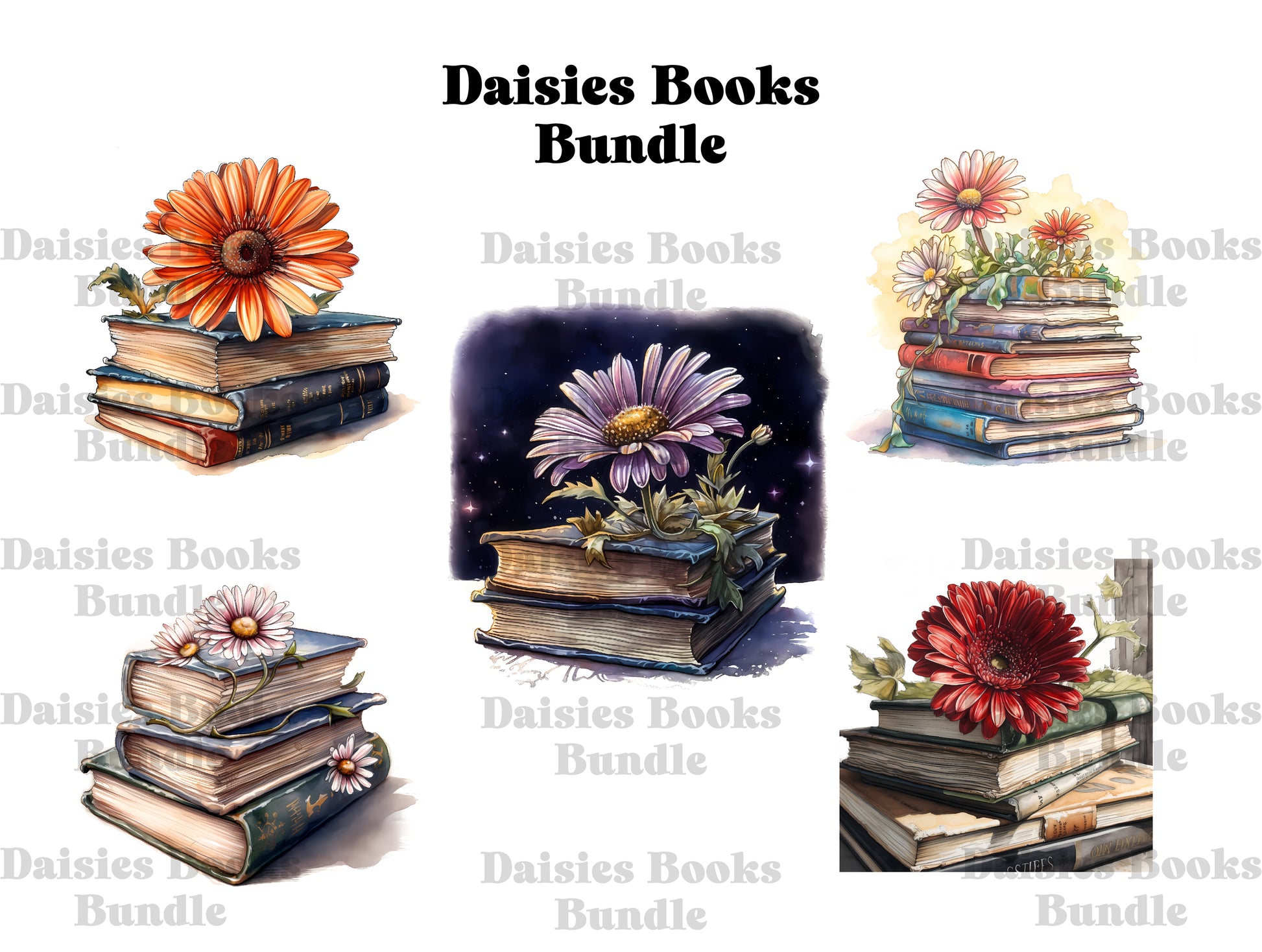 Daisies Books Clipart - CraftNest