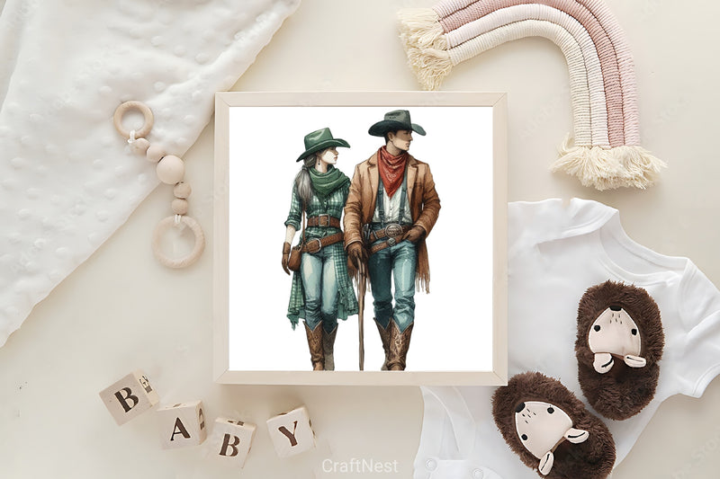 Cowboy & Woman Clipart Bundle - CraftNest - Digital Crafting and Art