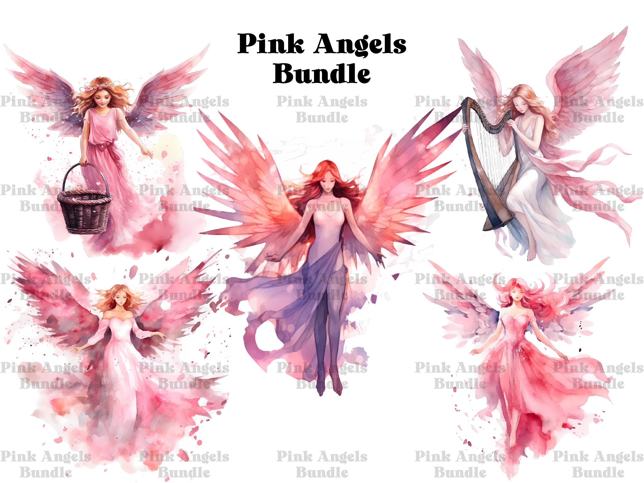 Pink Angels Clipart - CraftNest