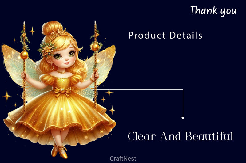 Christmas Golden Fairy Clipart Bundle - CraftNest - Digital Crafting and Art