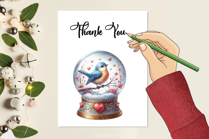 Valentine Bird Snow Globe Clipart Bundle - CraftNest - Digital Crafting and Art