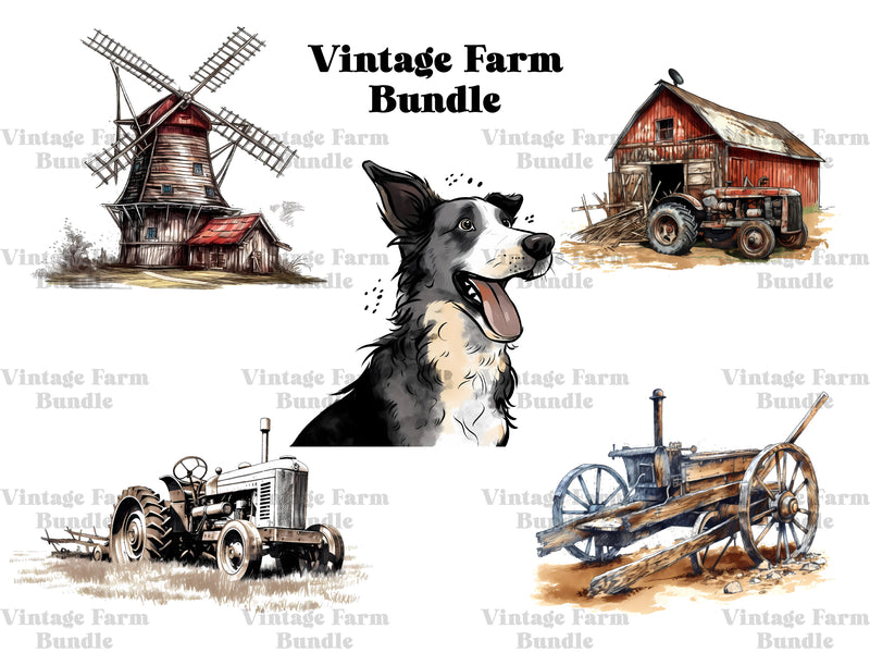 Vintage Farm Clipart - CraftNest