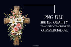 Floral Cross Clipart Bundle 2 - CraftNest - Digital Crafting and Art