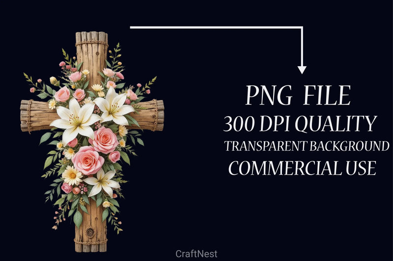 Floral Cross Clipart Bundle 2 - CraftNest - Digital Crafting and Art