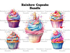 Rainbow Cupcakes Clipart - CraftNest