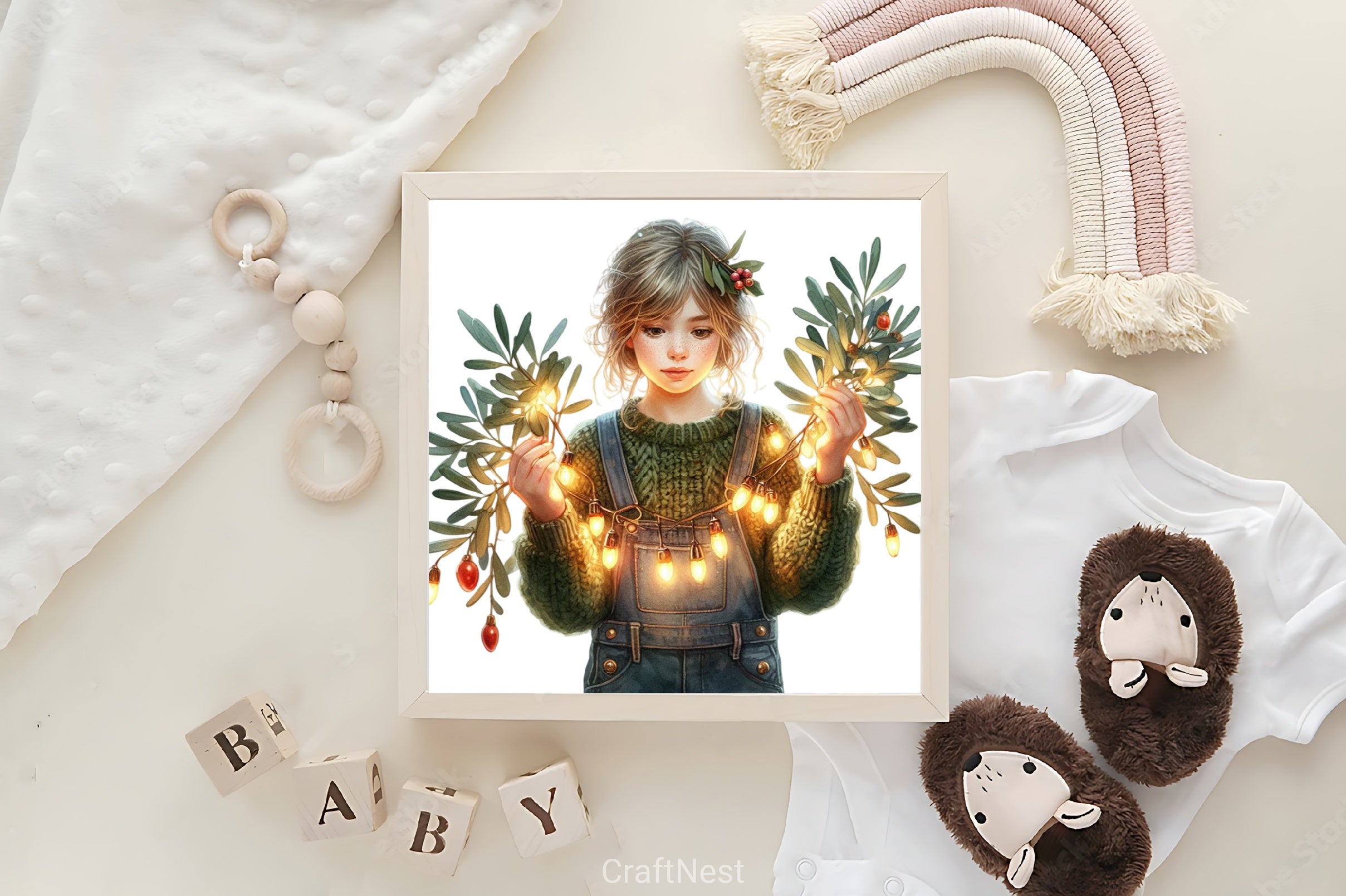 Olive Rustic Christmas Girl Clipart Bundle - CraftNest - Digital Crafting and Art