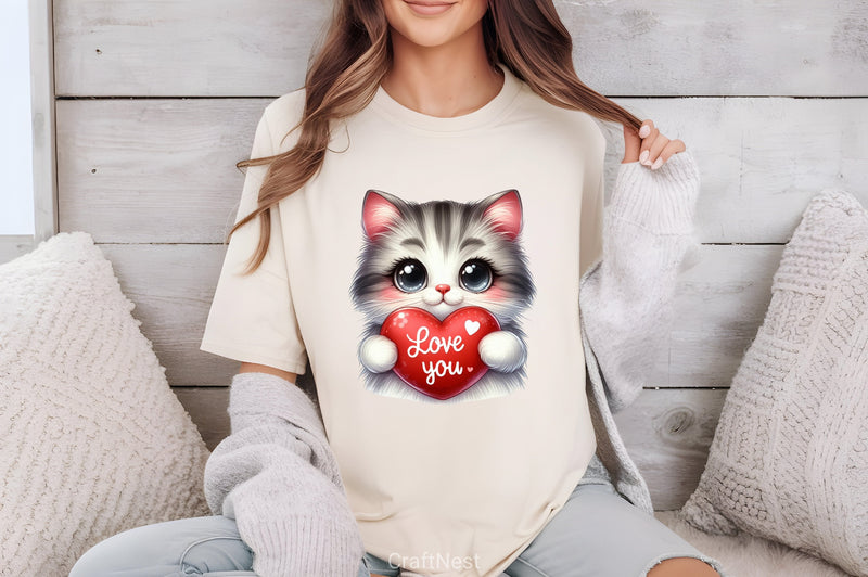 Love You Cat Valentine's Clipart Bundle 5 - CraftNest - Digital Crafting and Art
