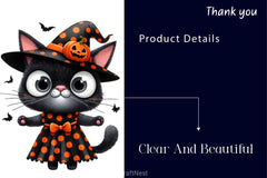 Halloween Funny Black Cat Clipart Bundle - CraftNest - Digital Crafting and Art