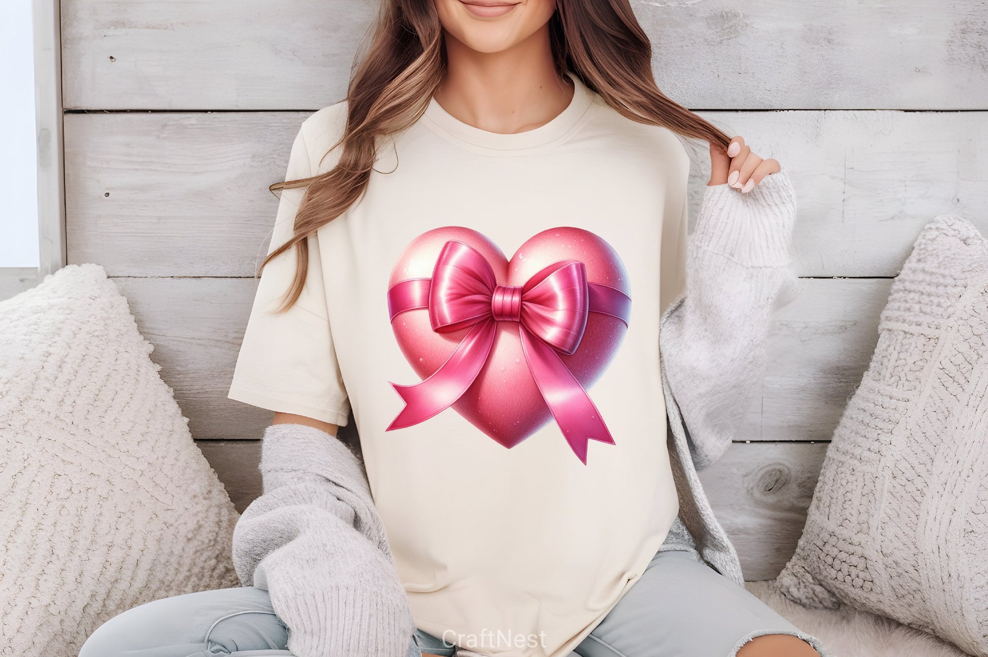 Valentine's Pink Heart Bow Clipart Bundle - CraftNest - Digital Crafting and Art