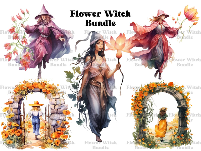 Flower Witches Clipart - CraftNest