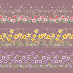 Seamless Flower Border Clipart Bundle - CraftNest - Digital Crafting and Art