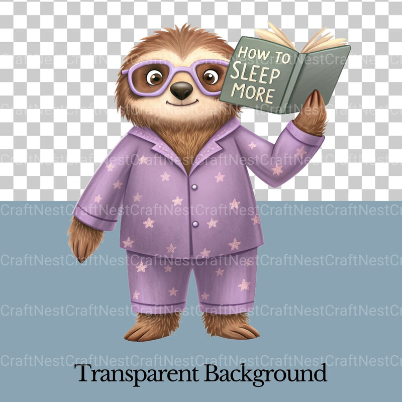 Sloths In Pjs Clipart Bundle - CraftNest - Digital Crafting and Art