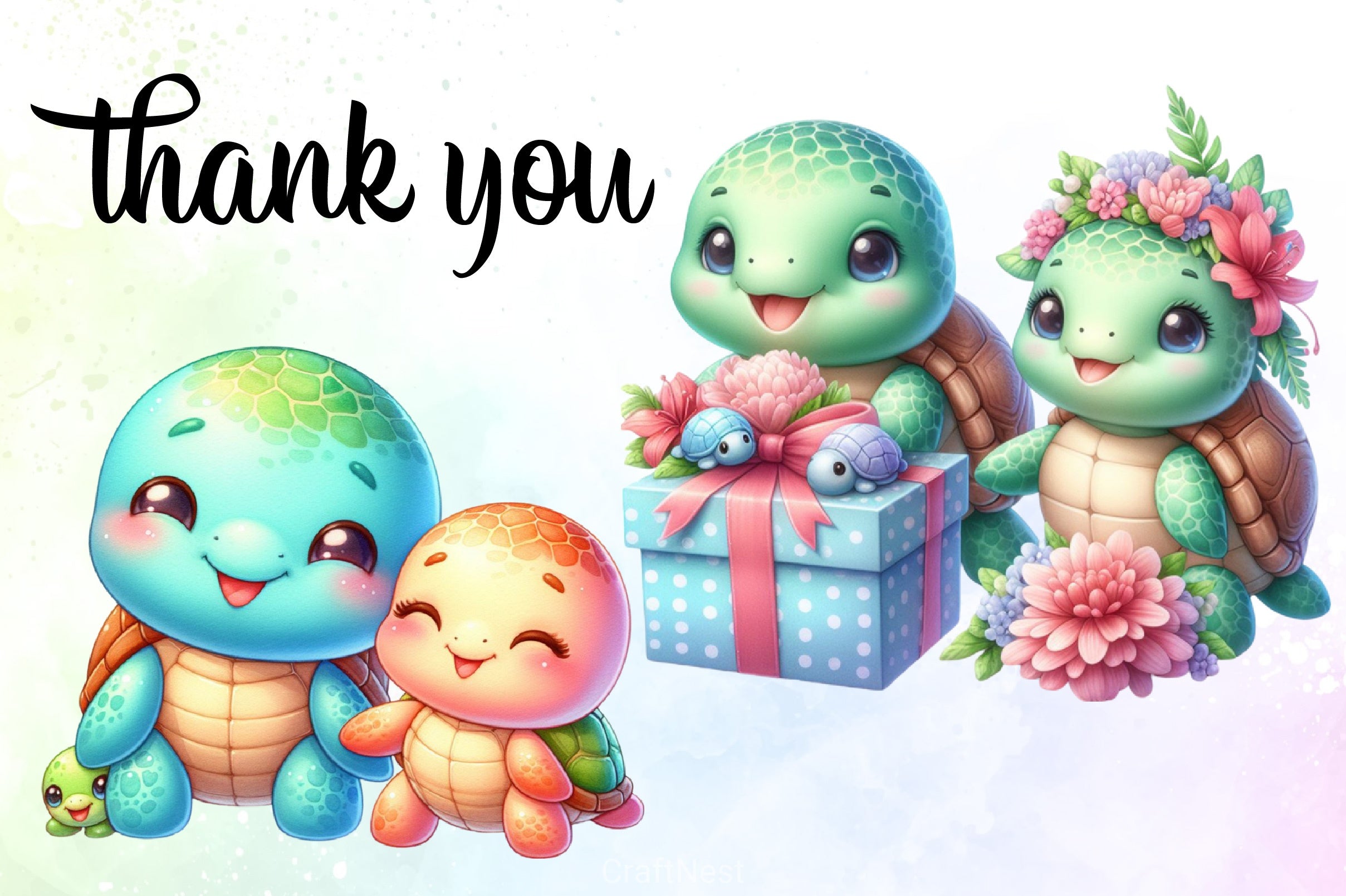 Cute Sea Turtle Couple Clipart Bundle - CraftNest - Digital Crafting and Art