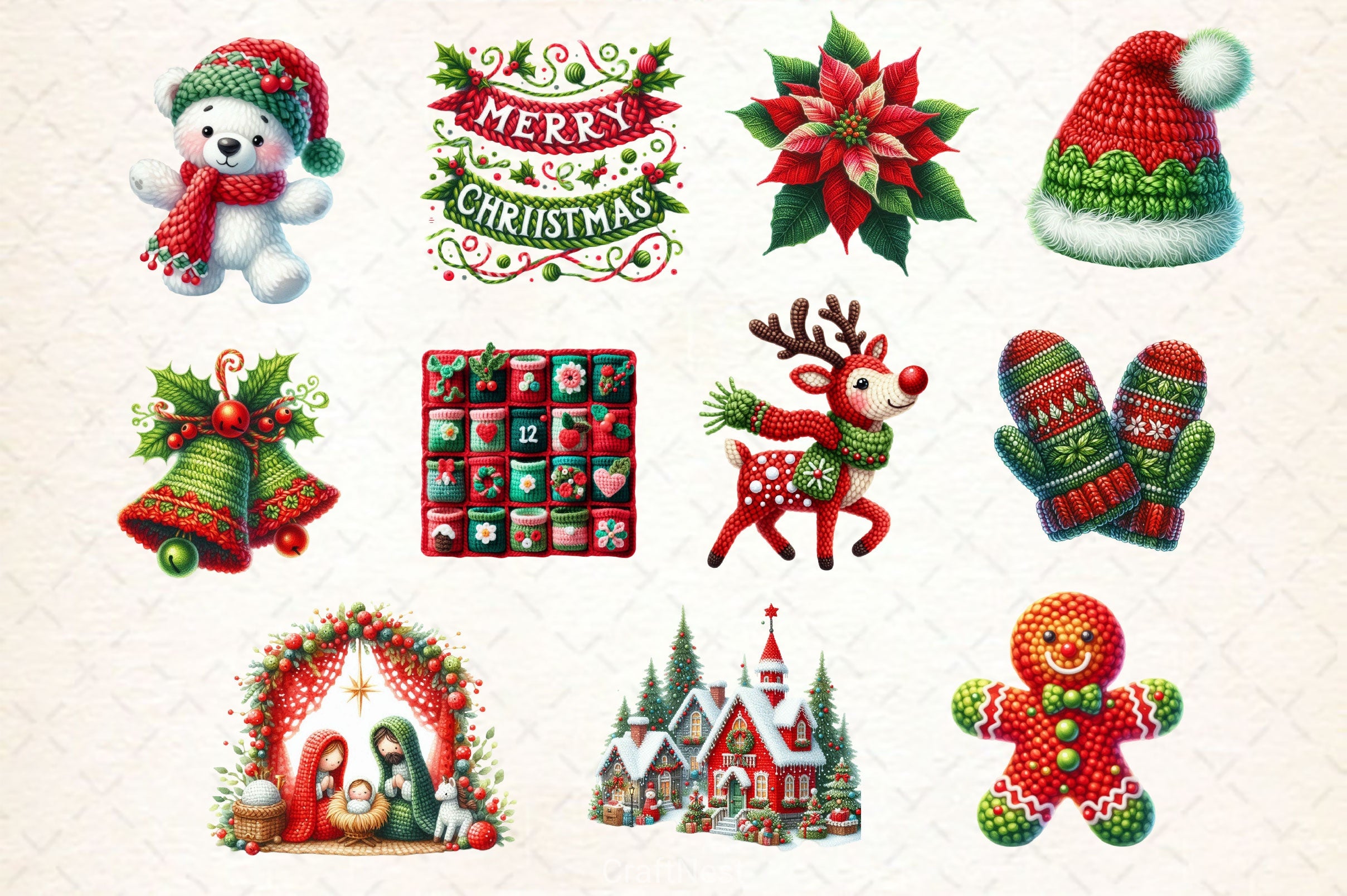 Crochet Christmas Clipart Bundle 3 - CraftNest - Digital Crafting and Art