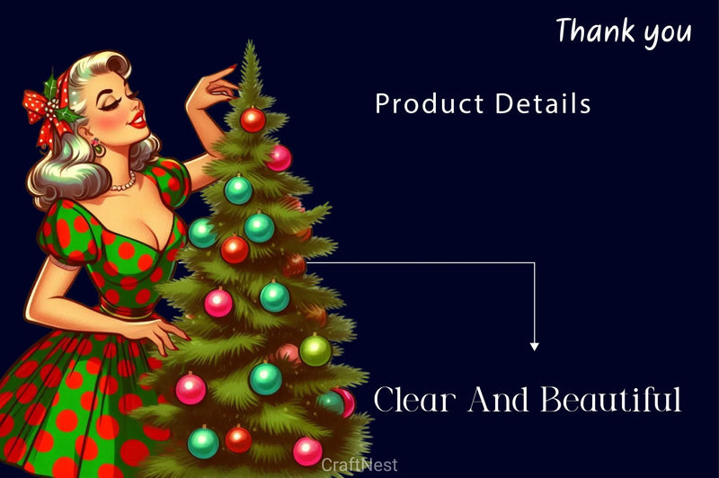 Vintage Christmas Pinup Girl Clipart Bundle 2 - CraftNest - Digital Crafting and Art