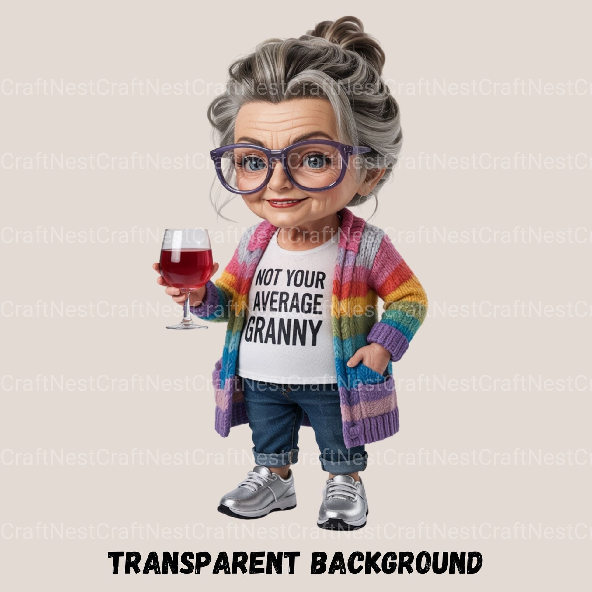 Wine Drinking Granny Clipart Bundle - CraftNest - Digital Crafting and Art