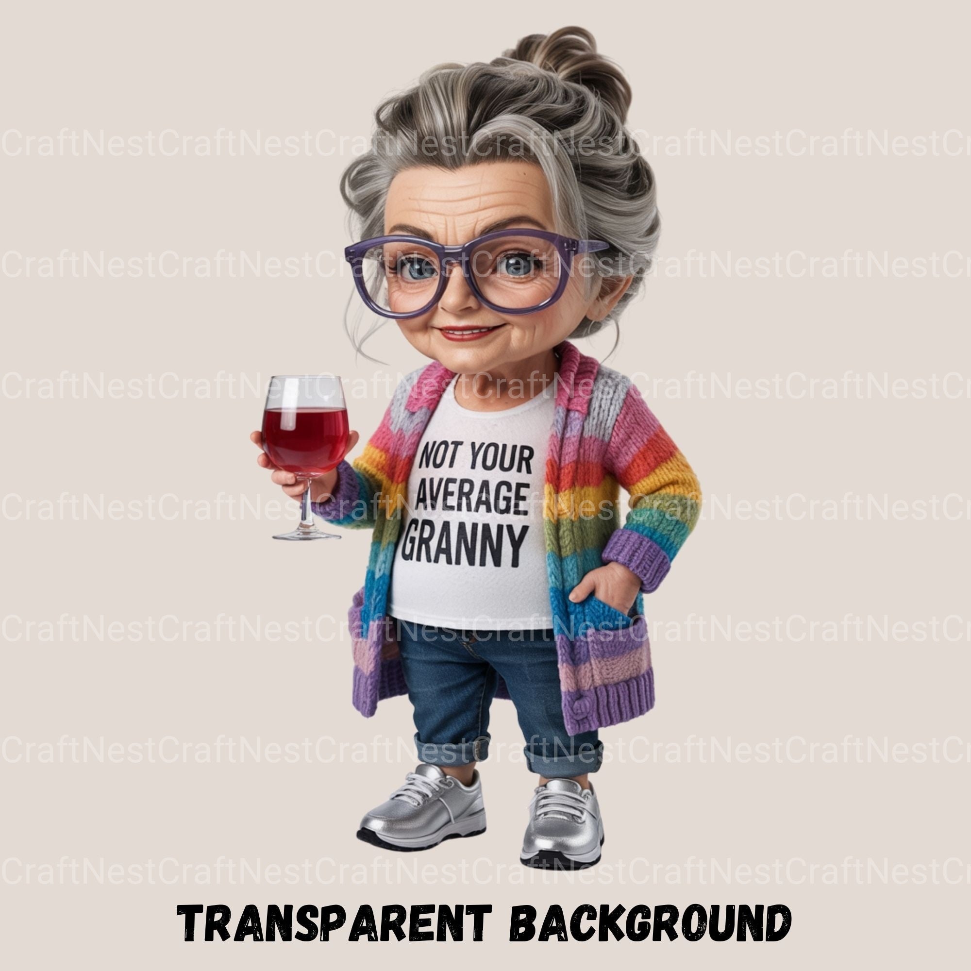 Wine Drinking Granny Clipart Bundle - CraftNest - Digital Crafting and Art