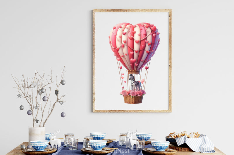 Valentine's Hot Air Balloon Animals Clipart Bundle - CraftNest - Digital Crafting and Art