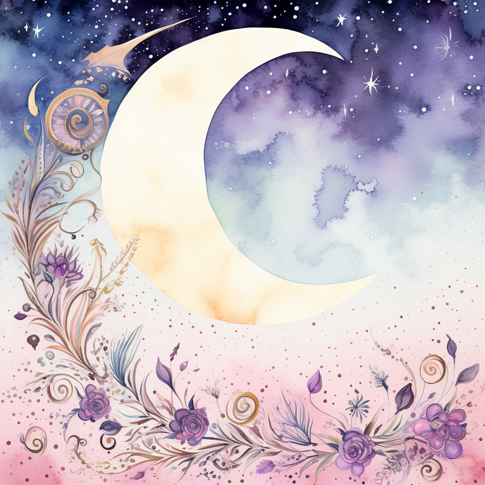 Moon Boho Seamless Digital Paper - CraftNest - Digital Crafting and Art