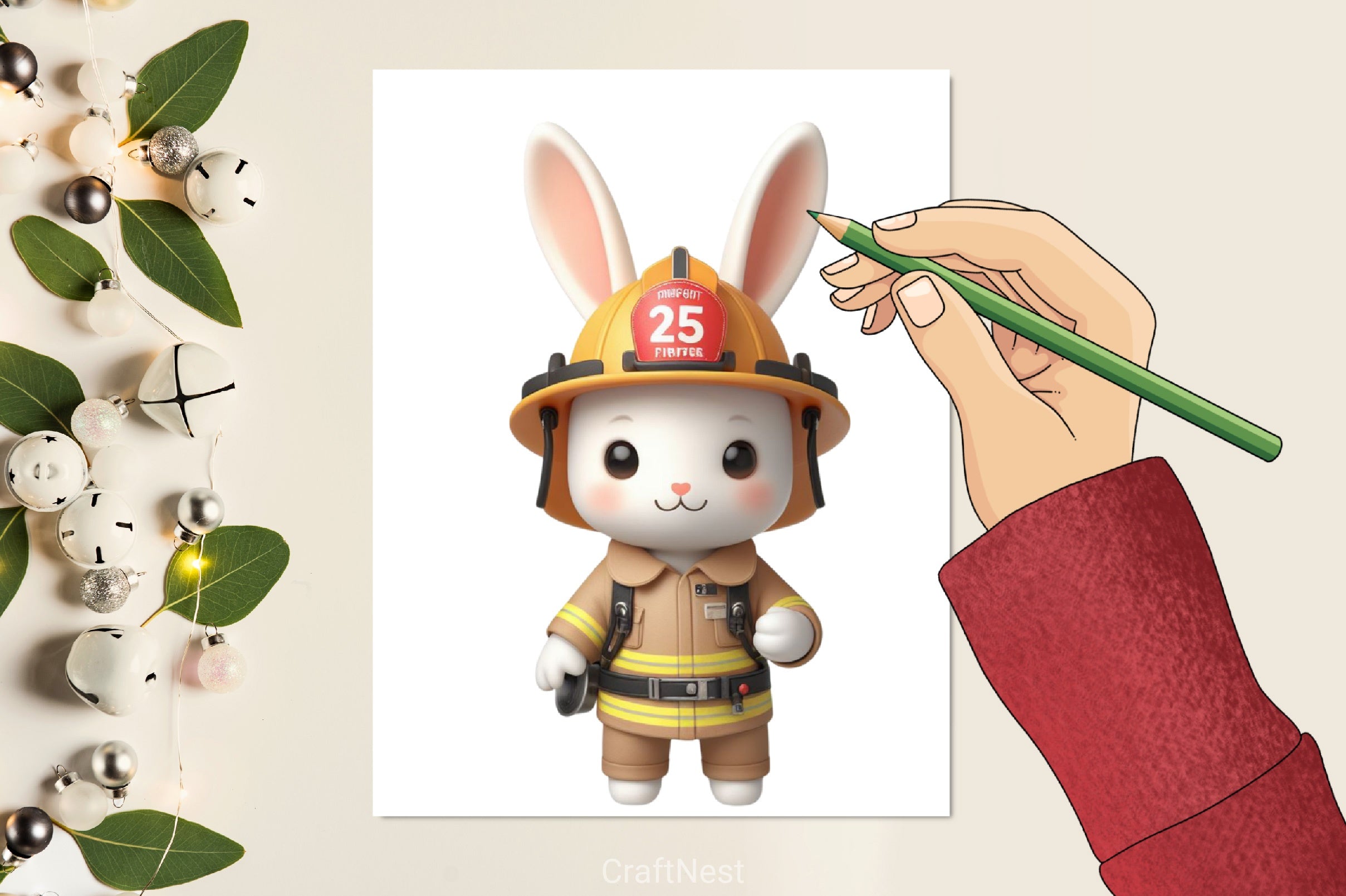Bunny Firefighter Clipart Bundle - CraftNest - Digital Crafting and Art