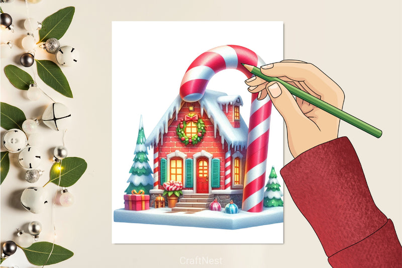 Candy Cane House Clipart Bundle - CraftNest - Digital Crafting and Art