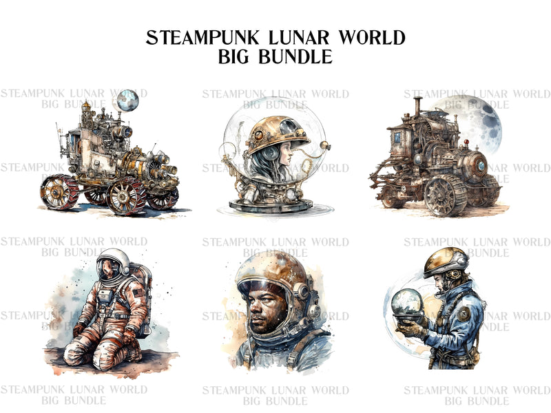 Steampunk Lunar World Clipart - CraftNest