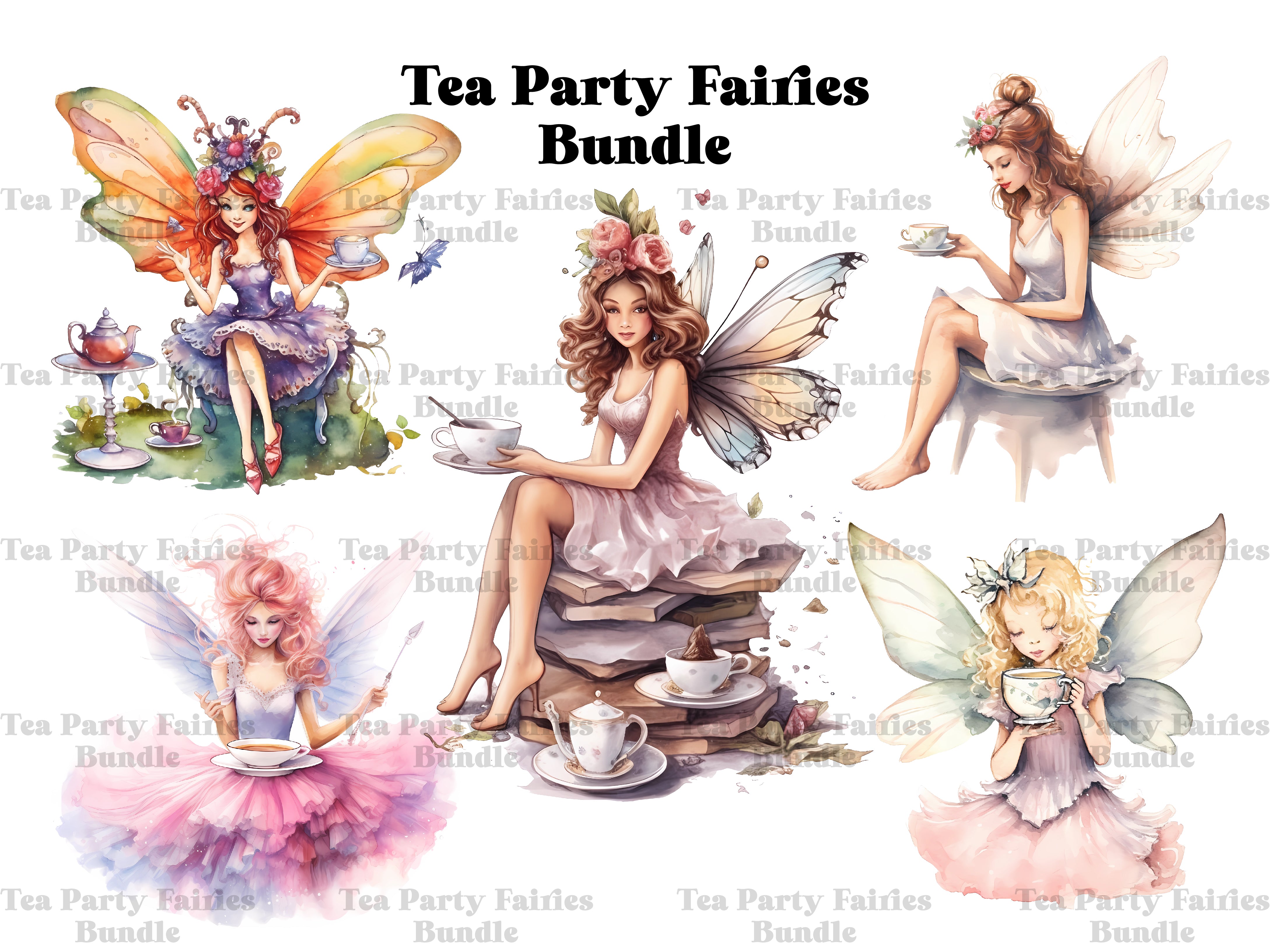 Tea Party Fairies Clipart - CraftNest