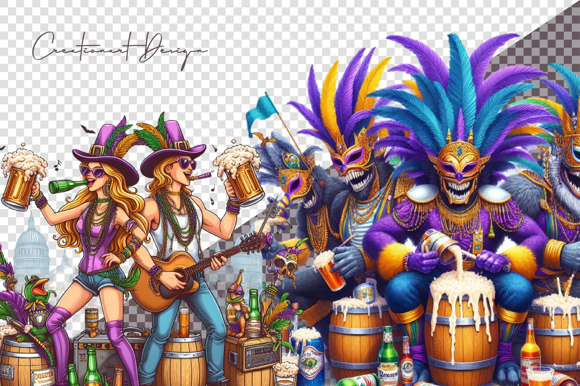 Mardi Gras Drink Theme Clipart Bundle - CraftNest - Digital Crafting and Art