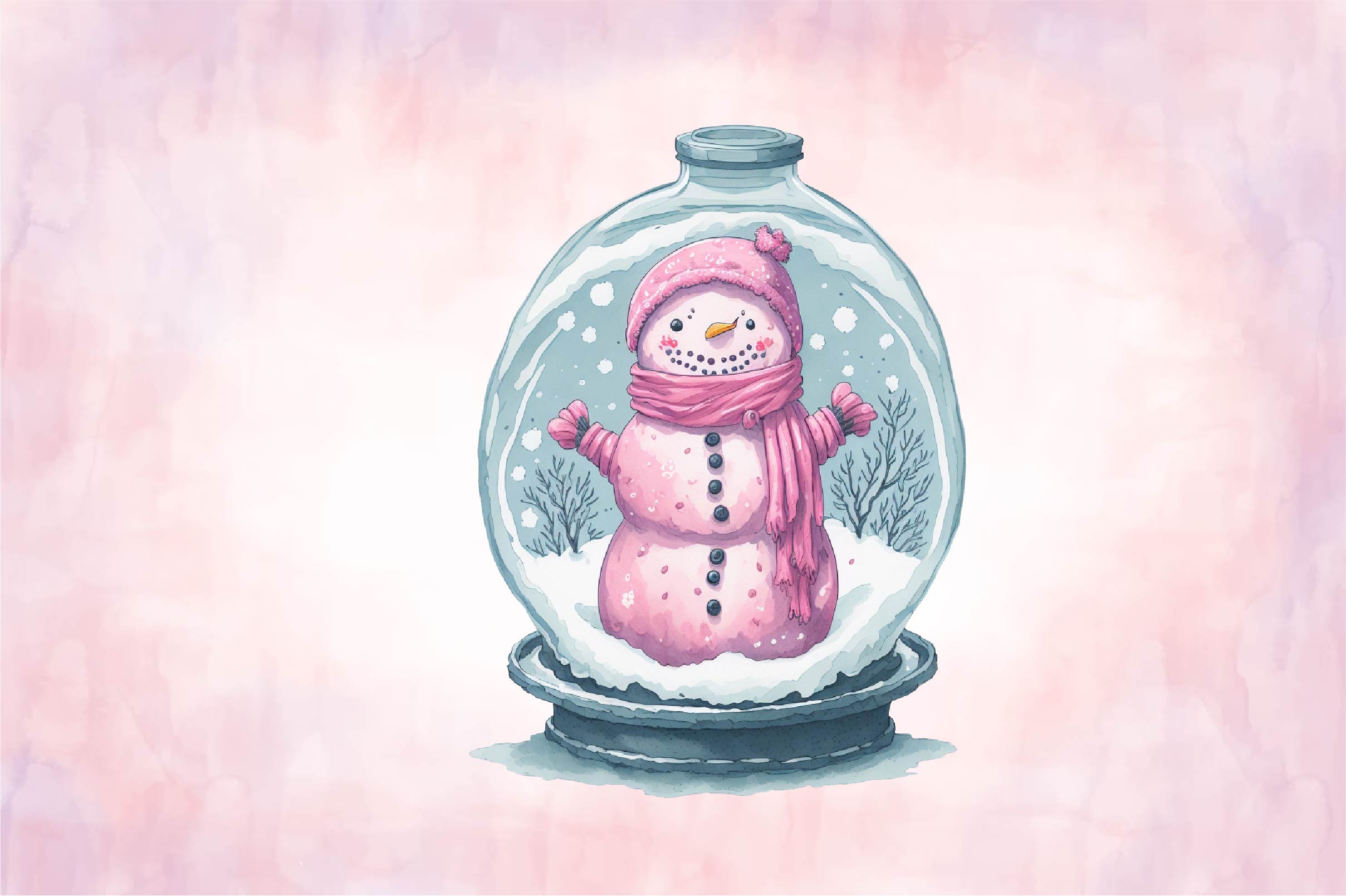 Pink Snowman In Snow Globe Clipart Bundle 1 - CraftNest - Digital Crafting and Art