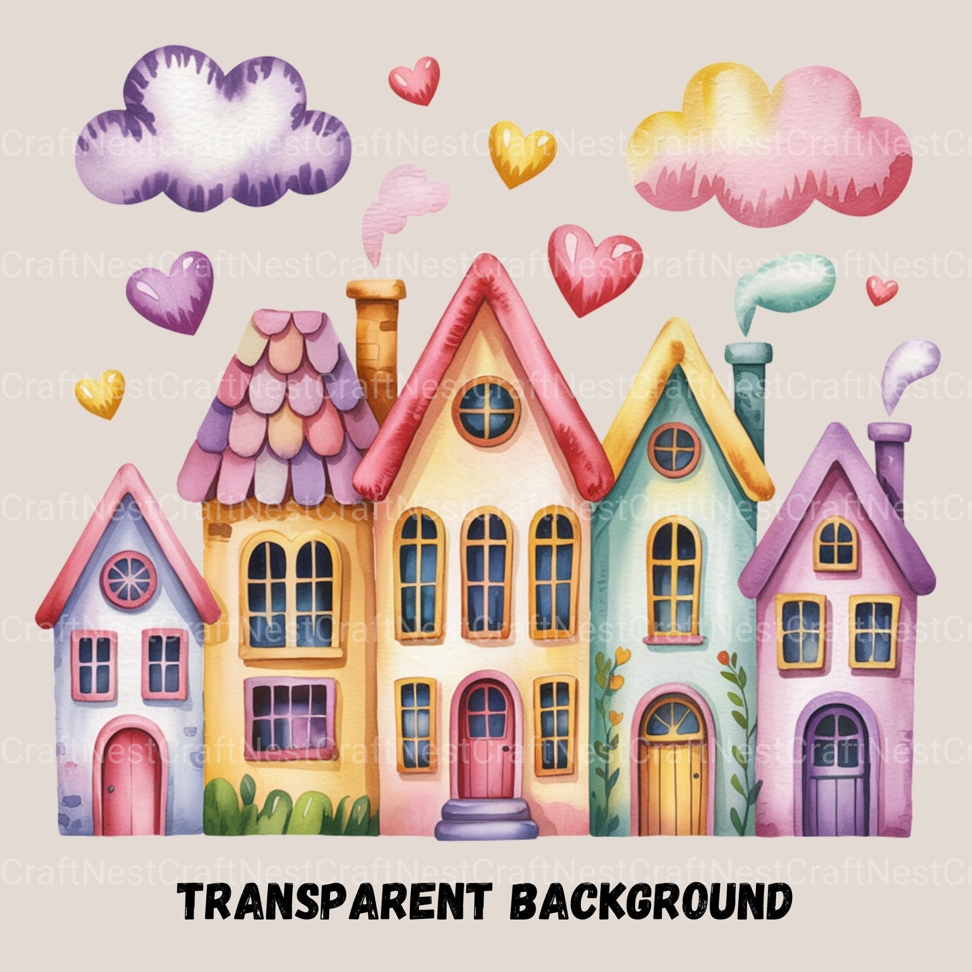 Row Houses 1 Clipart Bundle - CraftNest - Digital Crafting and Art