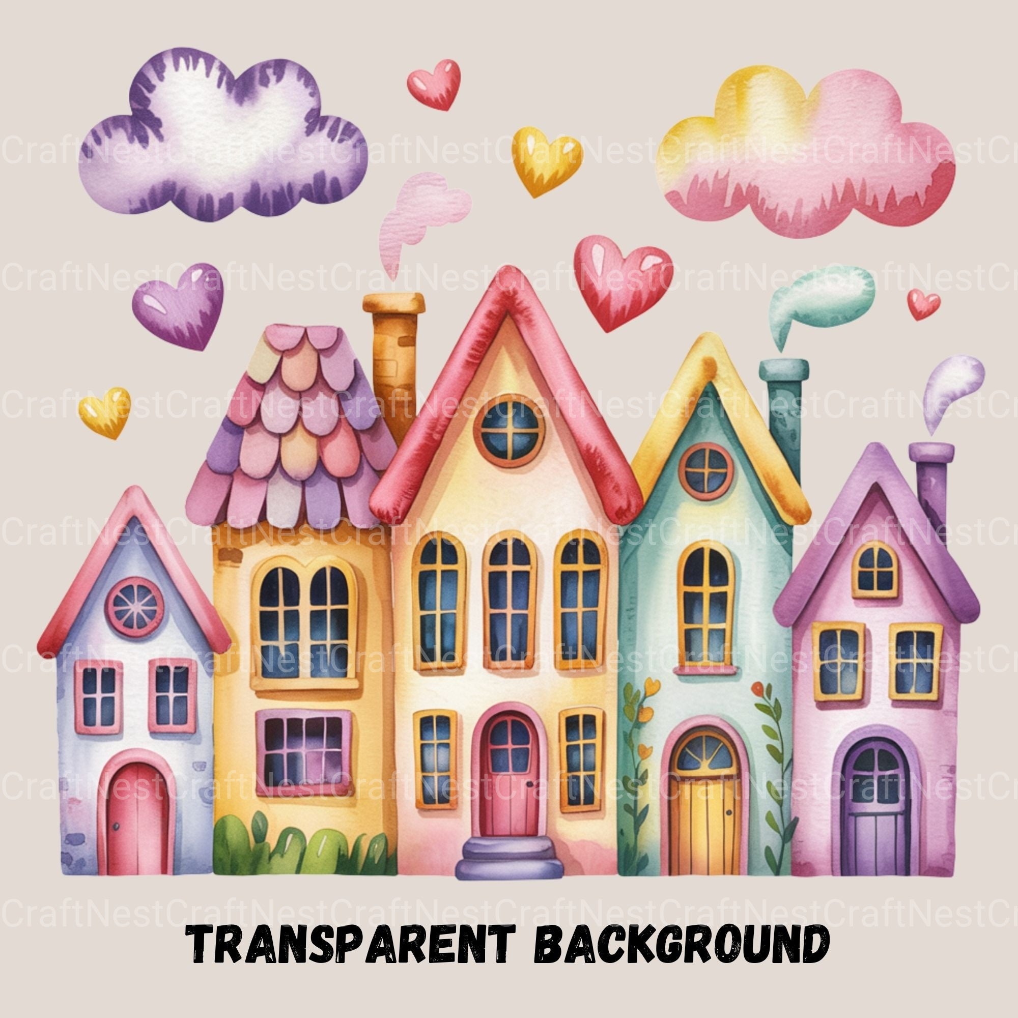 Row Houses 1 Clipart Bundle - CraftNest - Digital Crafting and Art