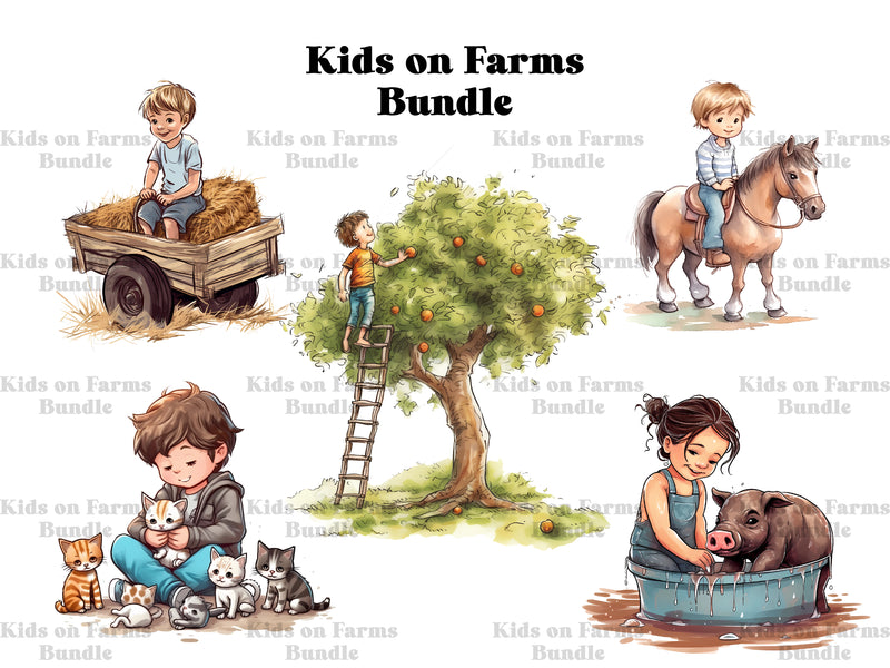 Kids On Farms Clipart - CraftNest