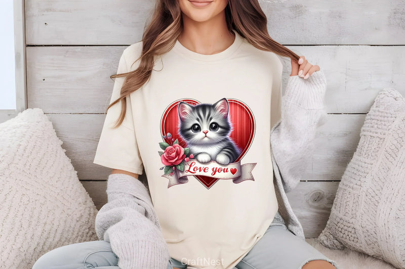 Cute Valentines Kittens Clipart Bundle - CraftNest - Digital Crafting and Art