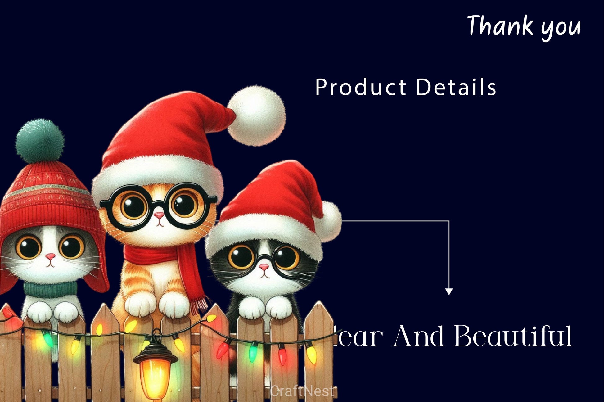 Christmas Cat On Fence Clipart Bundle 2 - CraftNest - Digital Crafting and Art