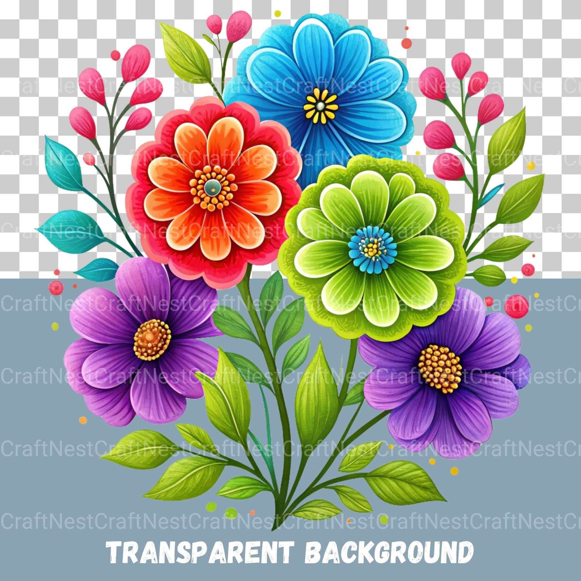 Mexican Flowers 2 Clipart Bundle - CraftNest - Digital Crafting and Art
