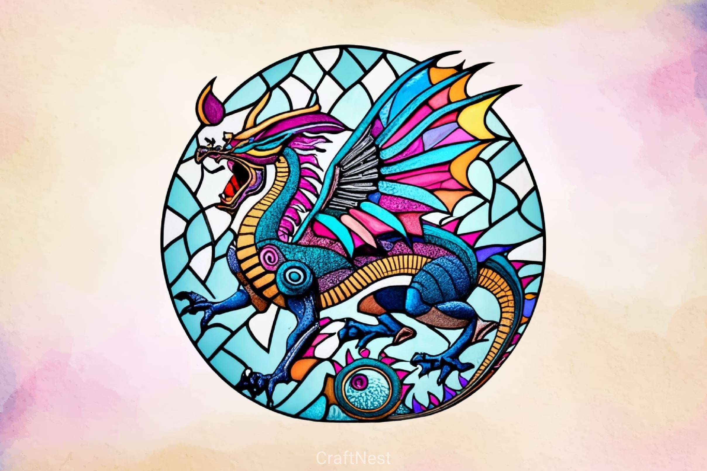 Stained Round Glass Dragon Clipart Bundle - CraftNest - Digital Crafting and Art