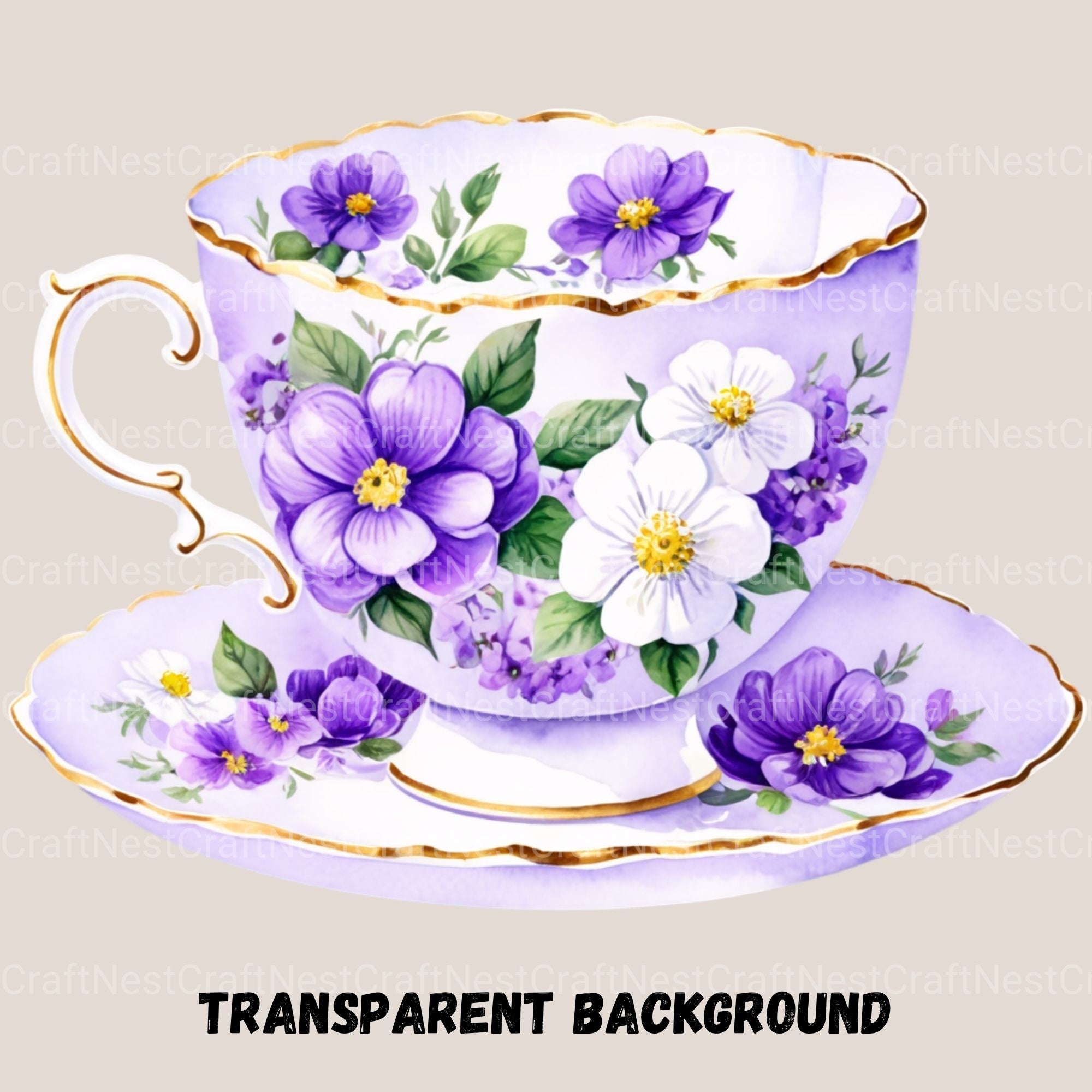 Teacups Vintage Clipart Bundle - CraftNest - Digital Crafting and Art