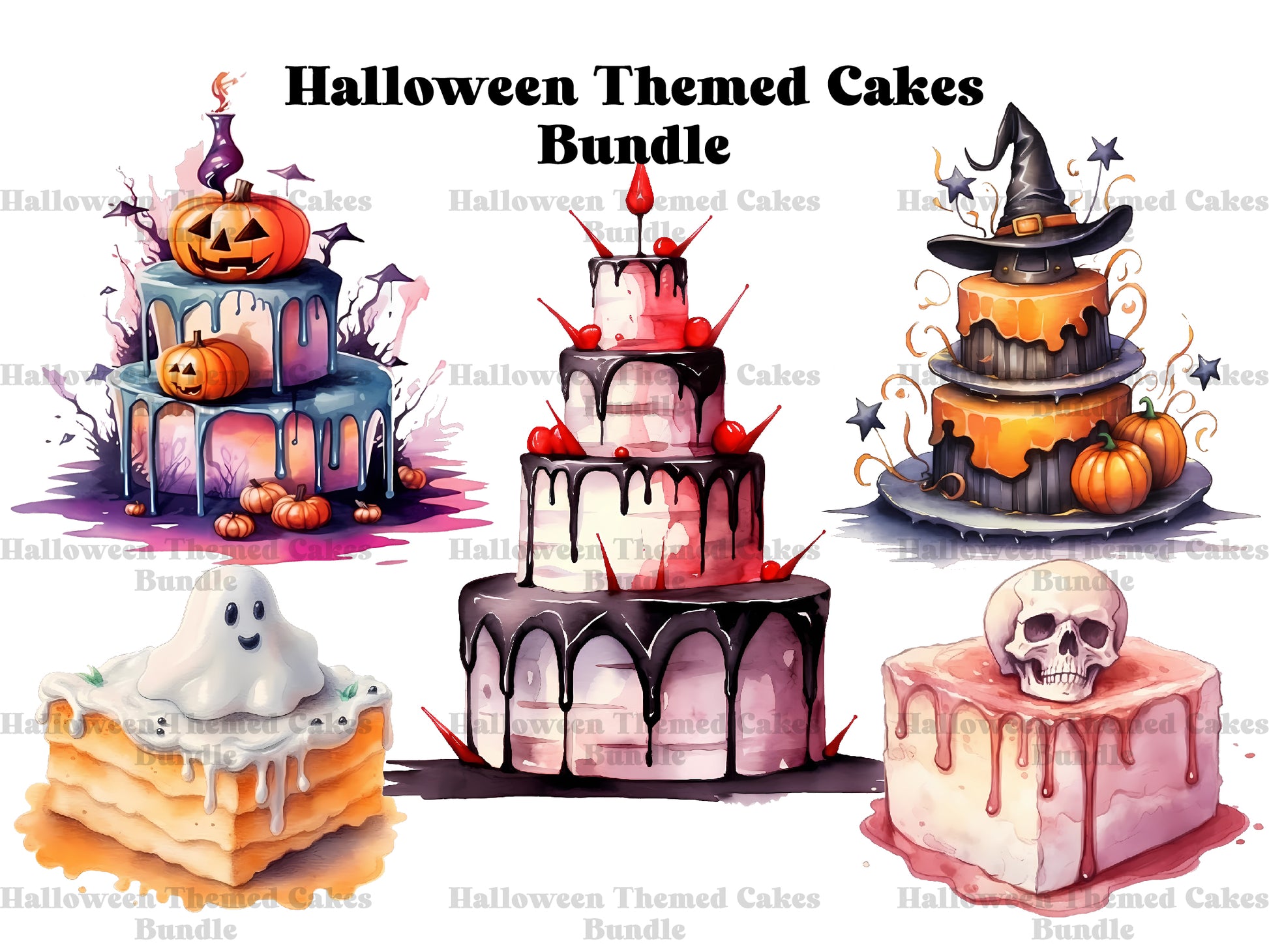 Halloween Themed Cakes Clipart - CraftNest