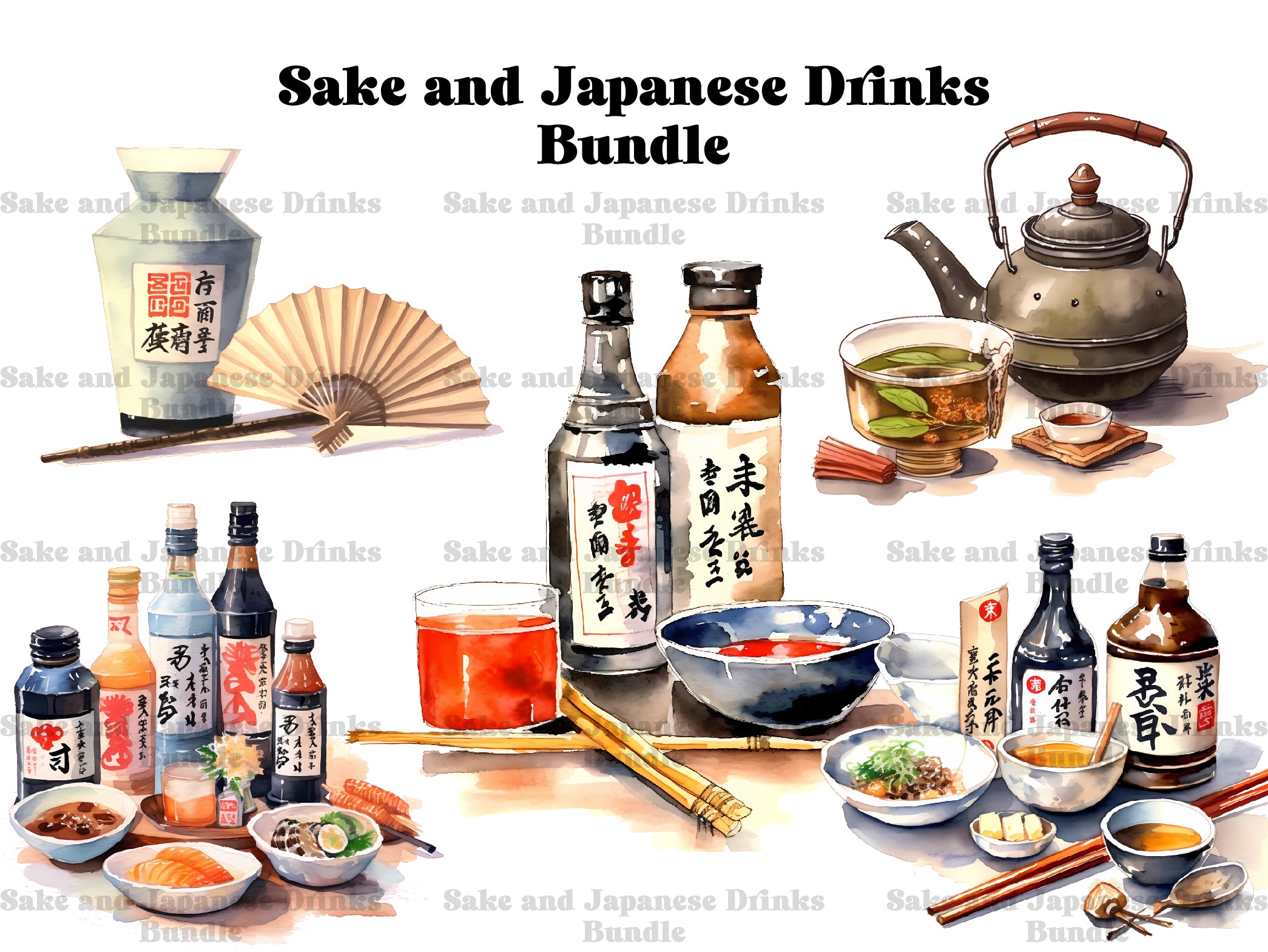 Sake And Japanese Drinks Clipart - CraftNest