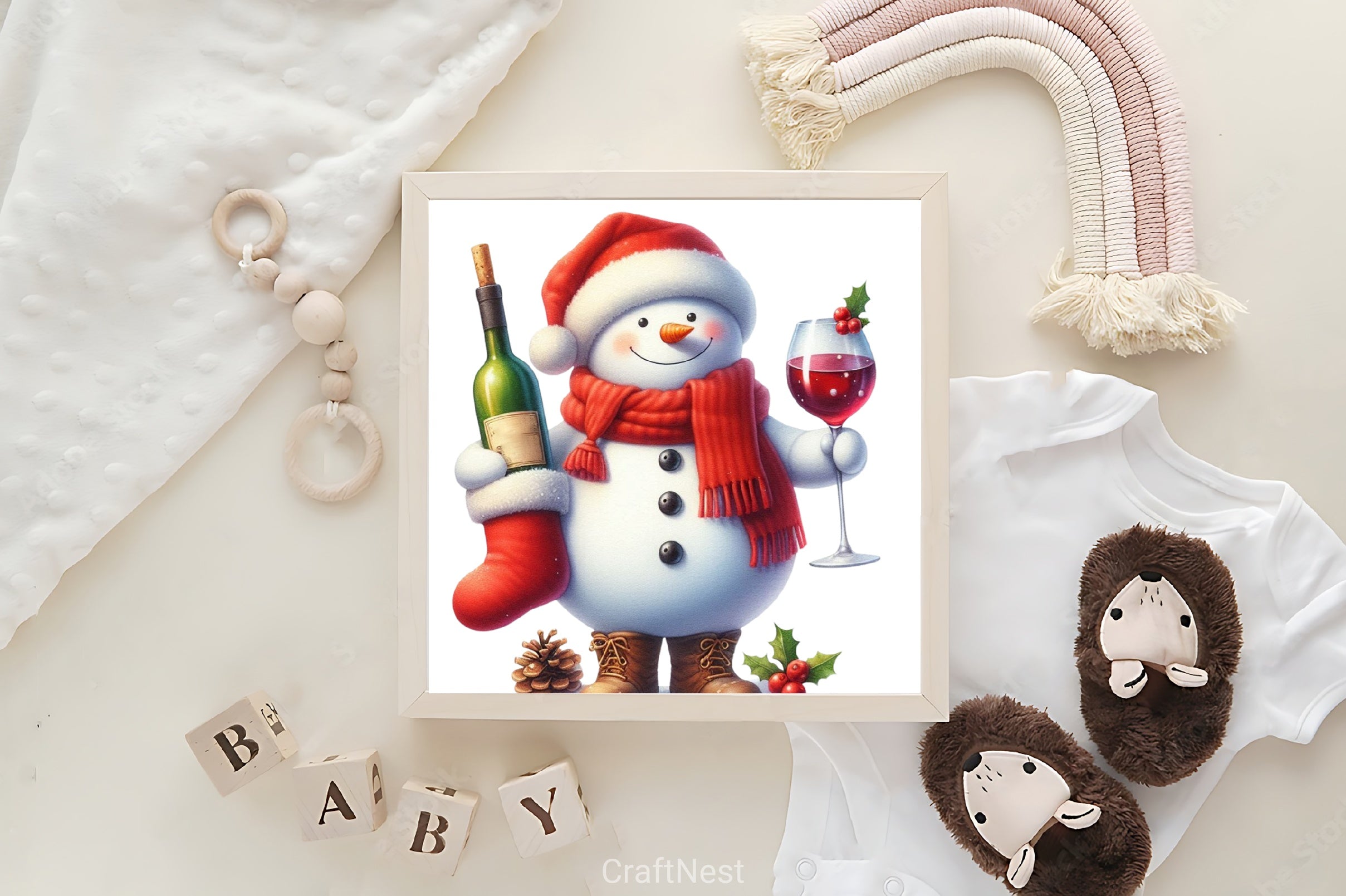 Snowman Christmas Wine Clipart Bundle - CraftNest - Digital Crafting and Art