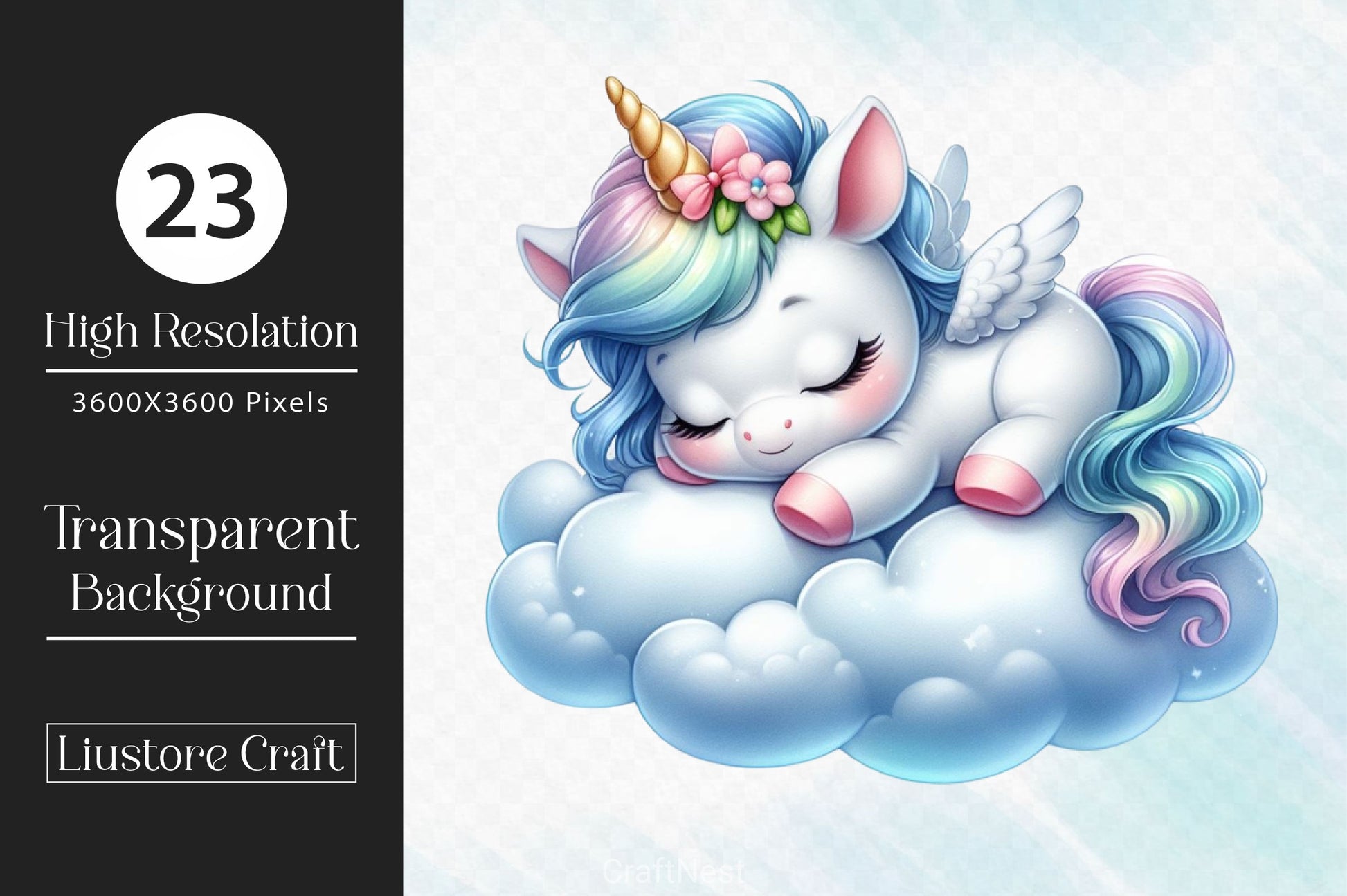Sleeping Baby Unicorn Clipart Bundle 2 - CraftNest - Digital Crafting and Art