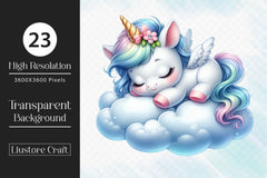 Sleeping Baby Unicorn Clipart Bundle 2 - CraftNest - Digital Crafting and Art