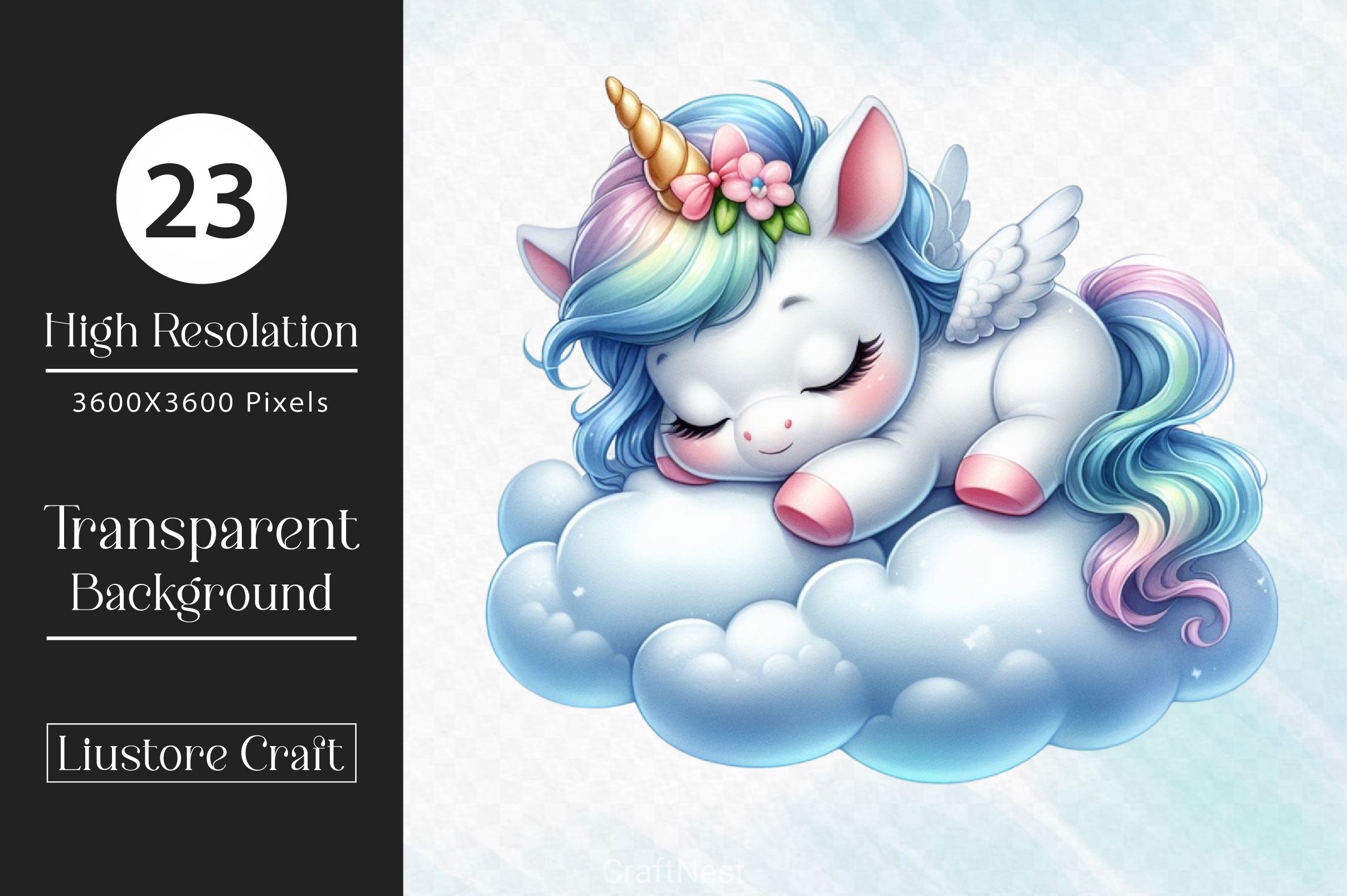Sleeping Baby Unicorn Clipart Bundle 2 - CraftNest - Digital Crafting and Art