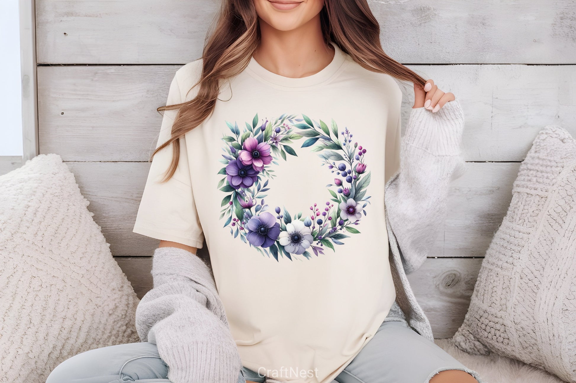 Purple Floral Wreath Clipart Bundle - CraftNest - Digital Crafting and Art