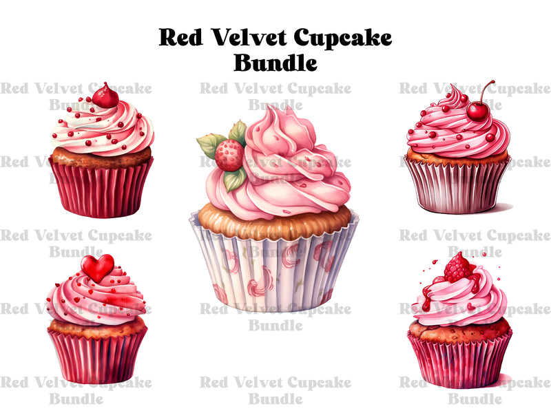 Red Velvet Cupcakes Clipart - CraftNest