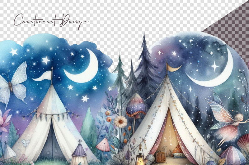 Fairy Night Tents Clipart Bundle - CraftNest - Digital Crafting and Art