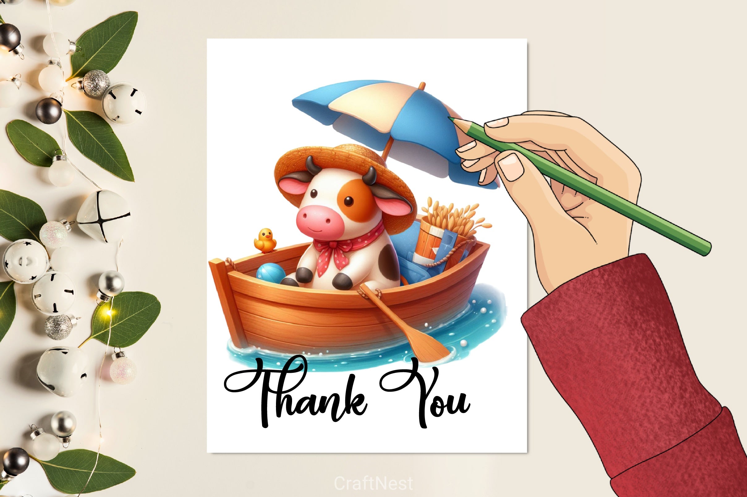 Cute Cow Boat Summer Clipart Bundle - CraftNest - Digital Crafting and Art