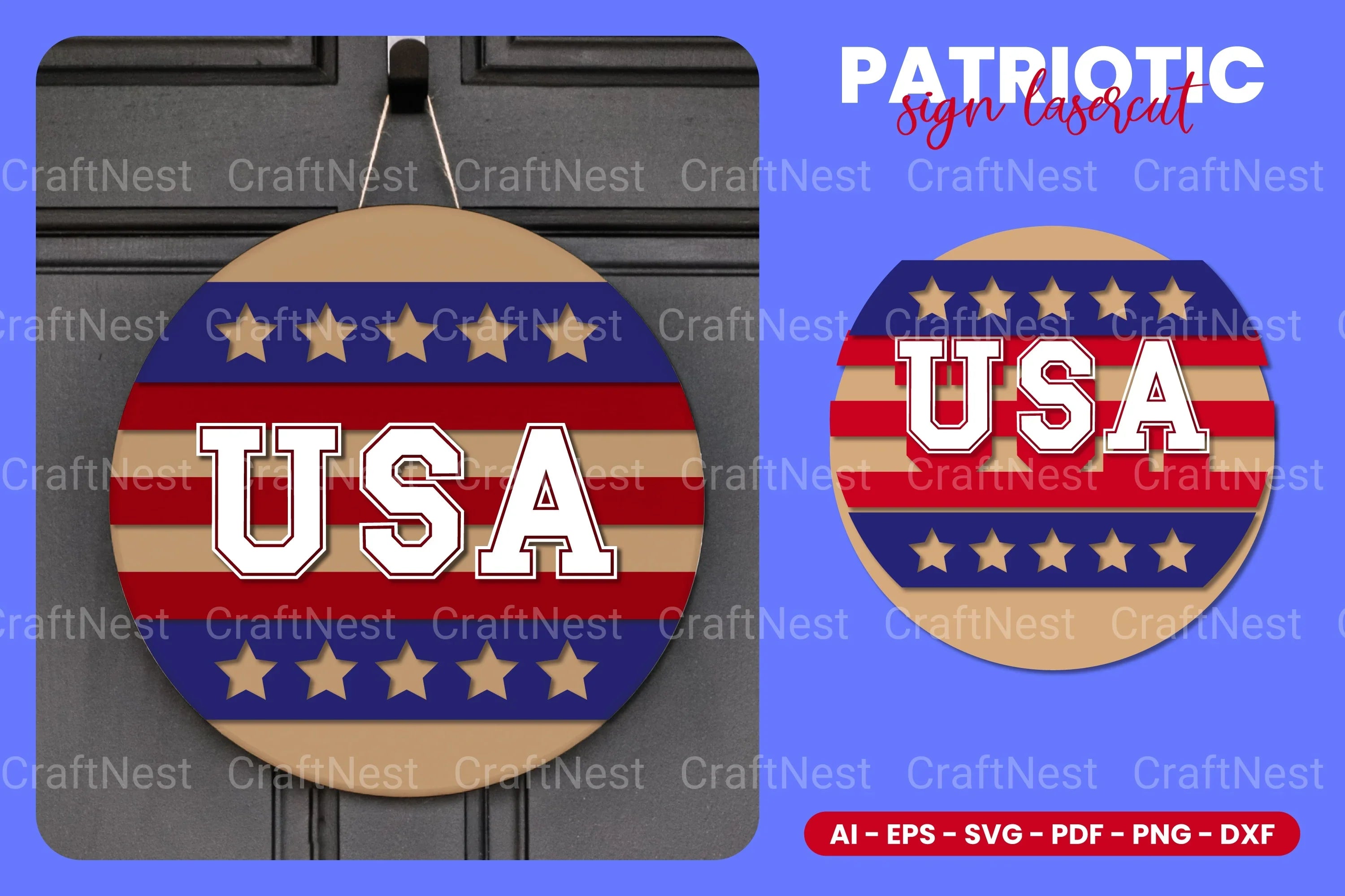 Patriotic Round Sign Lasercut SVG Bundle - CraftNest - Digital Crafting and Art