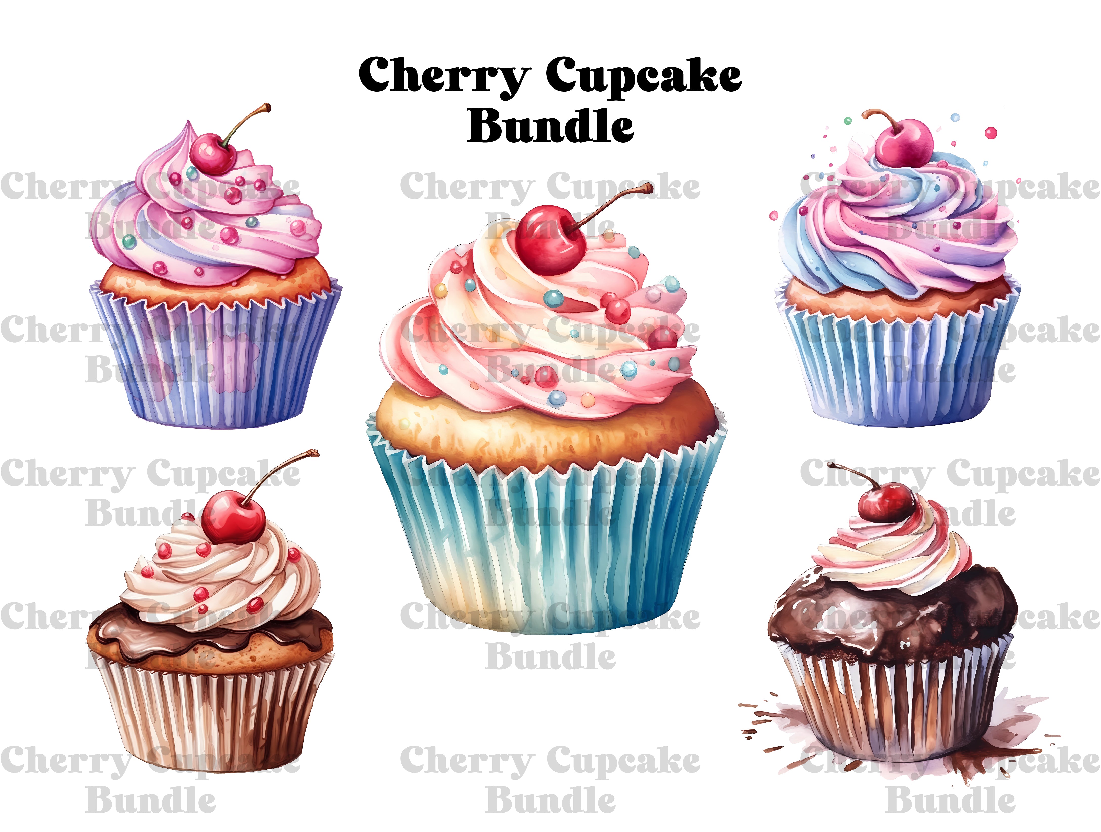 Cherry Cupcakes Clipart - CraftNest