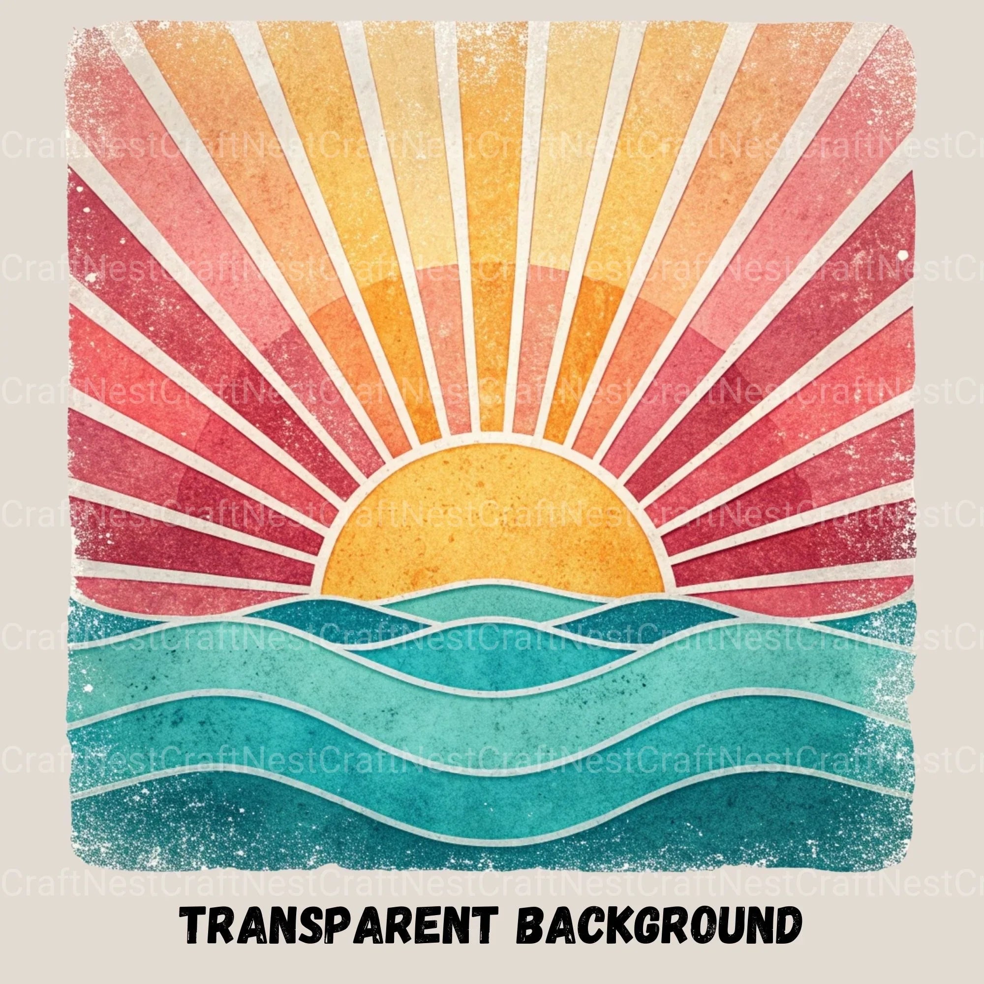 Retro Sunsets Square Clipart Bundle - CraftNest - Digital Crafting and Art